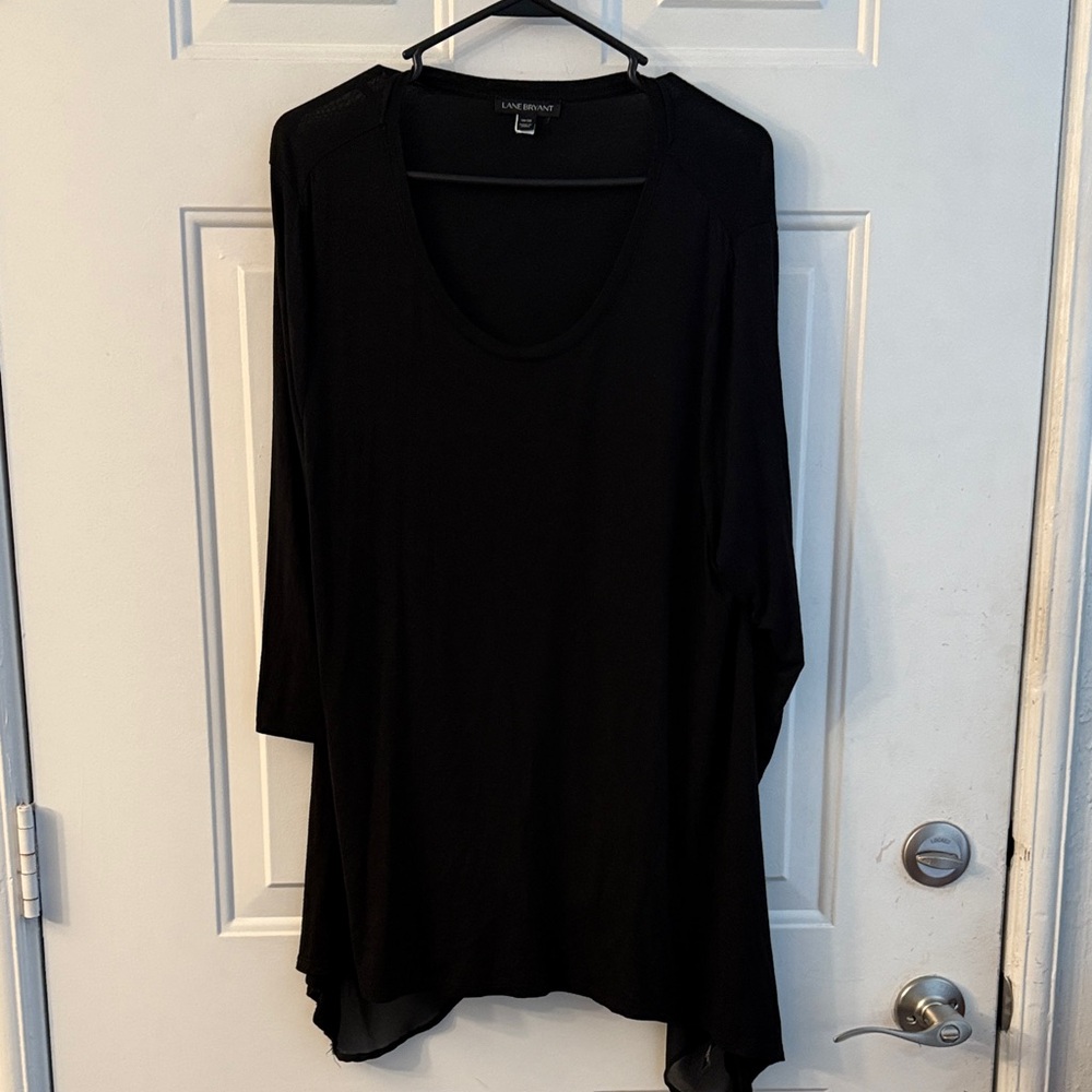 Lane Bryant 18/20 long tunic. Stretchy with sheer lower back with pleat.